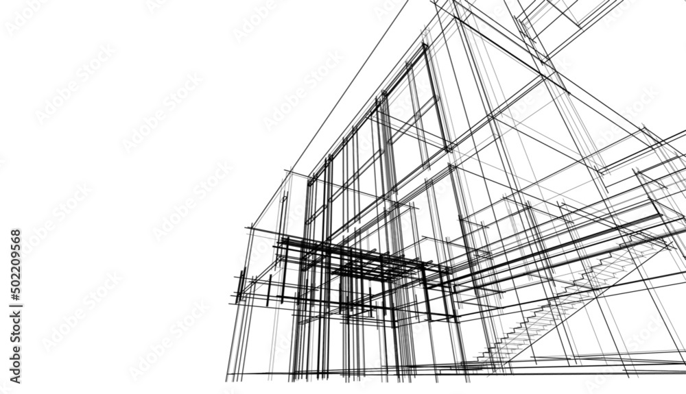 house building sketch architecture 3d illustration house building sketch architecture 3d illustration