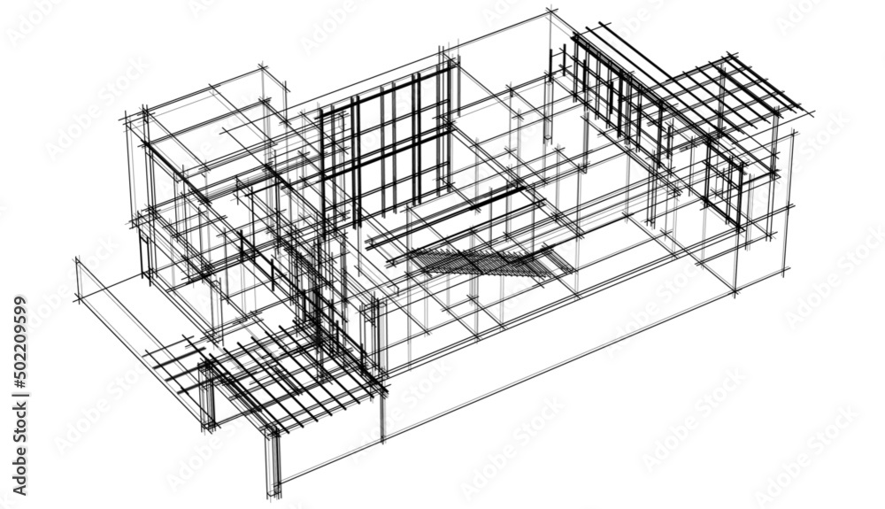 house building sketch architecture 3d illustration house building sketch architecture 3d illustration