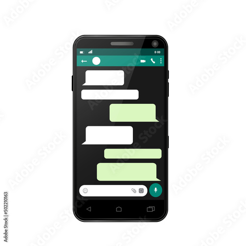 Mobile phone. Vector illustration. Messenger window. Whatsapp chating and messaging concept.
