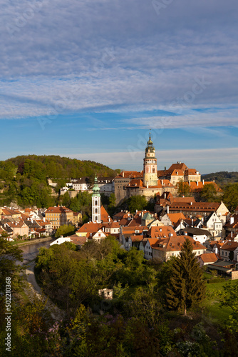 View of the town and castle of Czech Krumlov  Southern Bohemia  Czech Republic