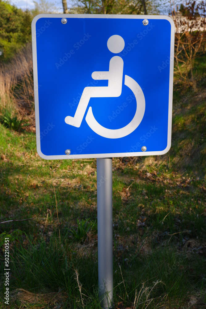 Parking sign for people with disabilities. Handicap sign. Parking sign for people with disabilities. Handicap sign.