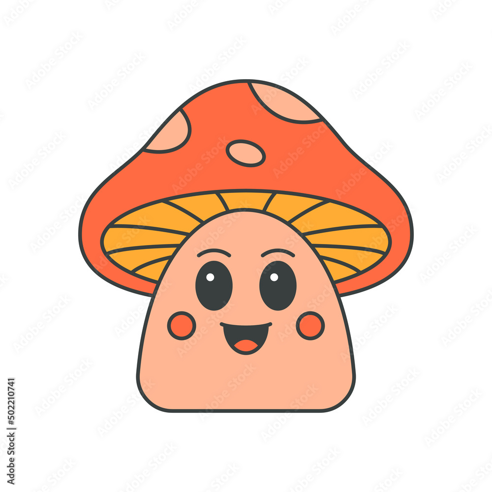 Funny natural amanita smiling character pop art t shirt print decorative design vector cartoon Funny natural amanita smiling character pop art t shirt print decorative design vector cartoon