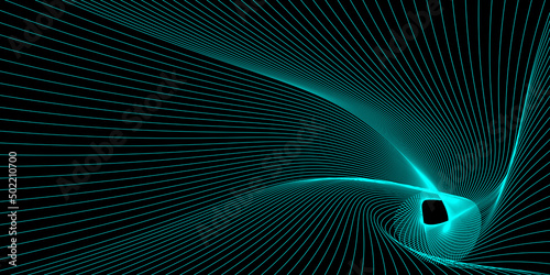 Modern abstract waves background in turquoise on black  using as header or backdrop  vector illustration