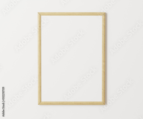 Wooden frame mockup on white wall, 3:4 ratio, 30x40 cm, 18x24
