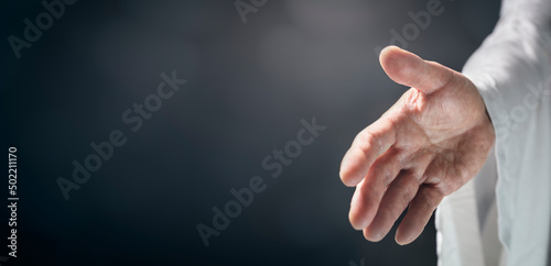 Canvas Print Hand of God or Jesus reaching out background