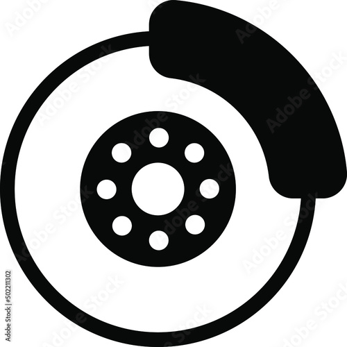 Car brake disc icon, brake system repair for auto service, auto mechanic, websites