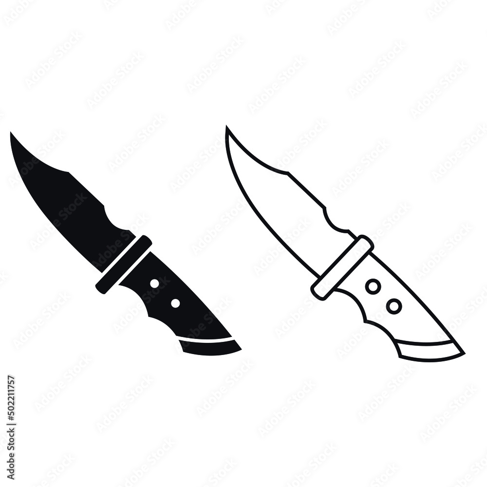 Obraz premium Knife icon vector set. hike illustration sign collection. ammunition symbol. hunting logo.