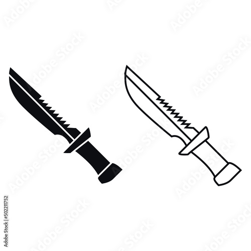 Knife icon vector set. hike illustration sign collection. ammunition symbol. hunting logo.