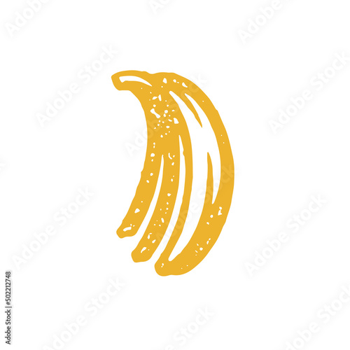 Minimalist hand drawn banana branch yellow grunge texture vector illustration tropical fruit