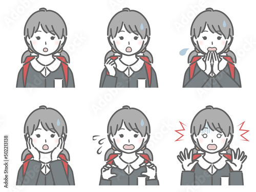 驚く表情の強弱　小学生女子