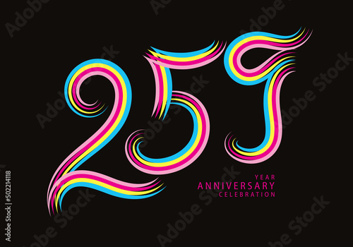259 number design vector, graphic t shirt, 259 years anniversary celebration logotype colorful line, 259th birthday logo, Banner template, logo number elements for invitation card, poster, t-shirt.