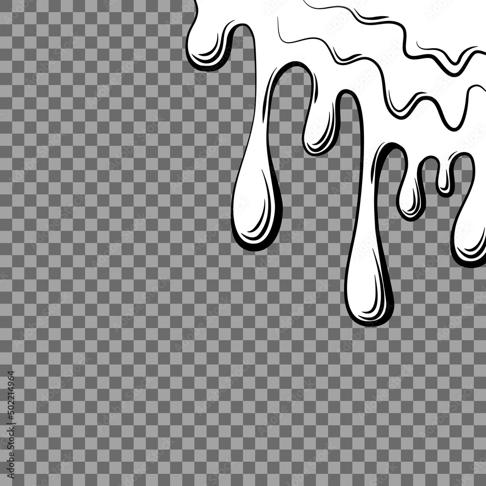 Dripping liquid outline on a transparent background. Contoured black and  white illustration of a flowing viscous liquid. Wax, honey, slime. Vector.  Stock Vector | Adobe Stock