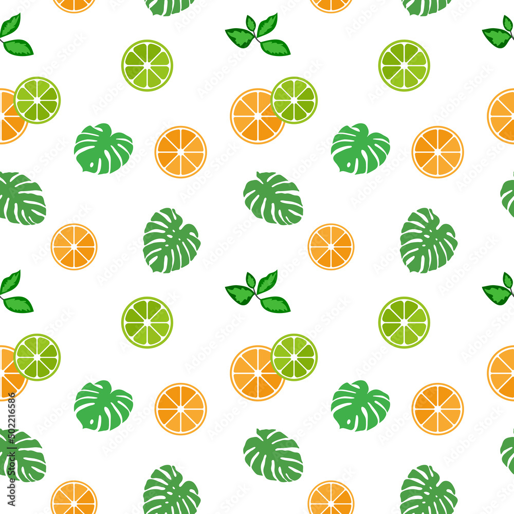 Abstract background from leaves and citrus, pattern, geometric seamless texture