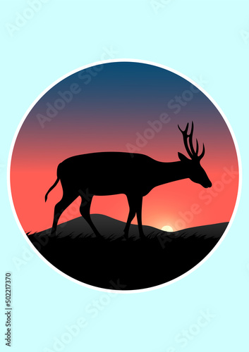 graphics drawing silhouette animal deer for logo vector illustration