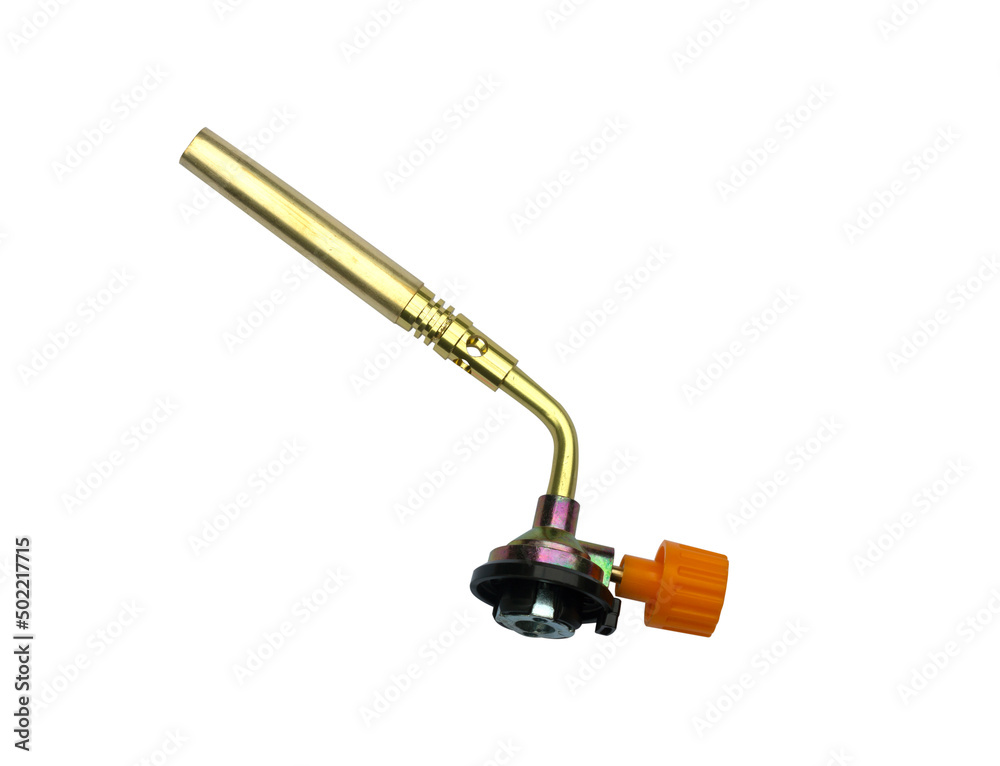 Fototapeta premium Blowtorch to gas bottle isolated on white background.
