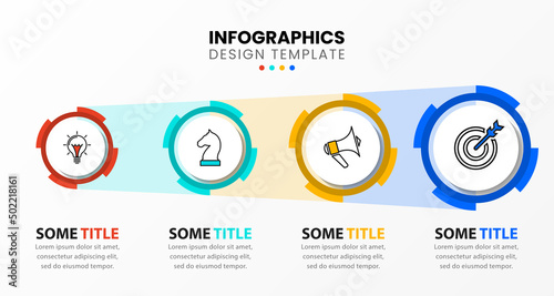 Infographic template with icons and 4 options or steps. Funnel