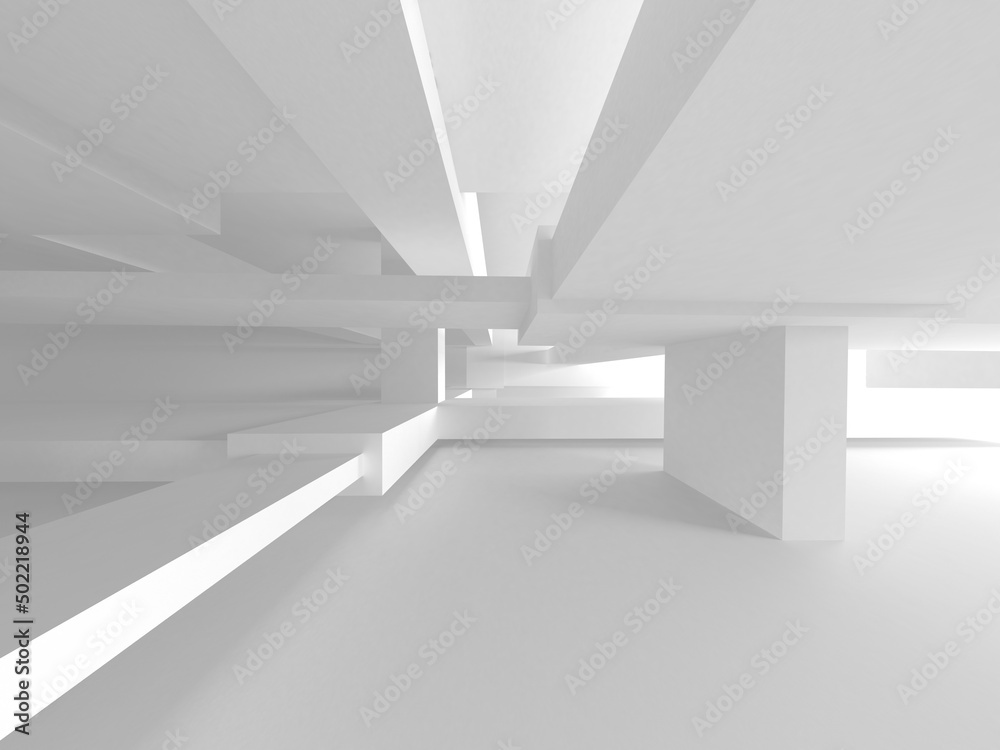 Illuminated corridor interior design. Empty Room Interior Background