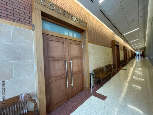 Richmond County Courthouse interior long walkway and doors