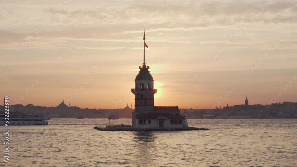 Sunset view of the Maiden's Tower in Istanbul, Turkey Sunset view of the Maiden's Tower in Istanbul, Turkey