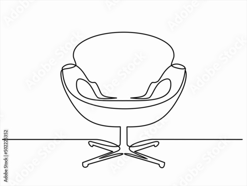 continuous line drawing of spacious modern armchair