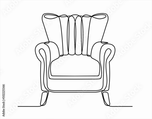 continuous line drawing of spacious modern armchair