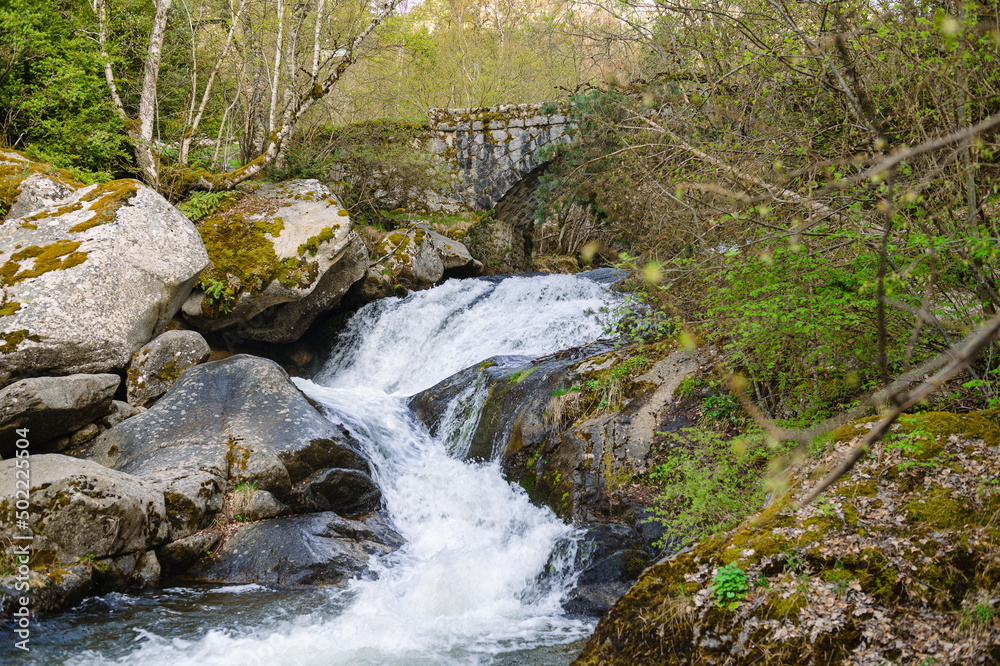 Waterfall at Madriu Perafita Claror Valley in Andorra, UNESCO world heritage site. Waterfall at Madriu Perafita Claror Valley in Andorra, UNESCO world heritage site.
