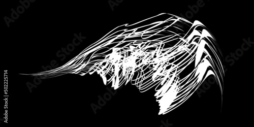 Waving flag as a brush stroke with zebra texture. Vest striped with fabric Black and white stripes curved in a bizarre way with waves curving along the trajectory
