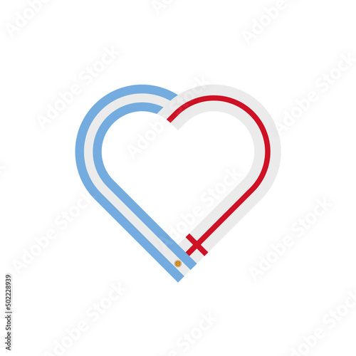 unity concept. heart ribbon icon of argentina and england flags. vector illustration isolated on white background