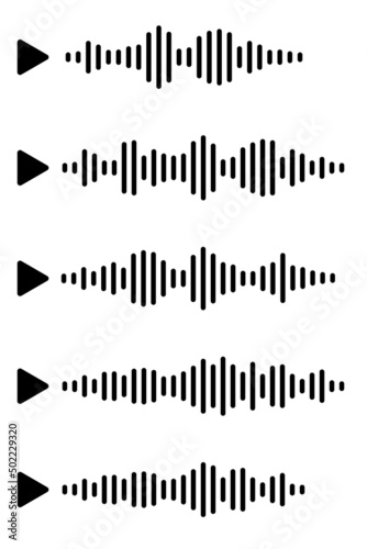 Audio wave icon sound song podcast set on white isolated background. Voice message. Vector illustration