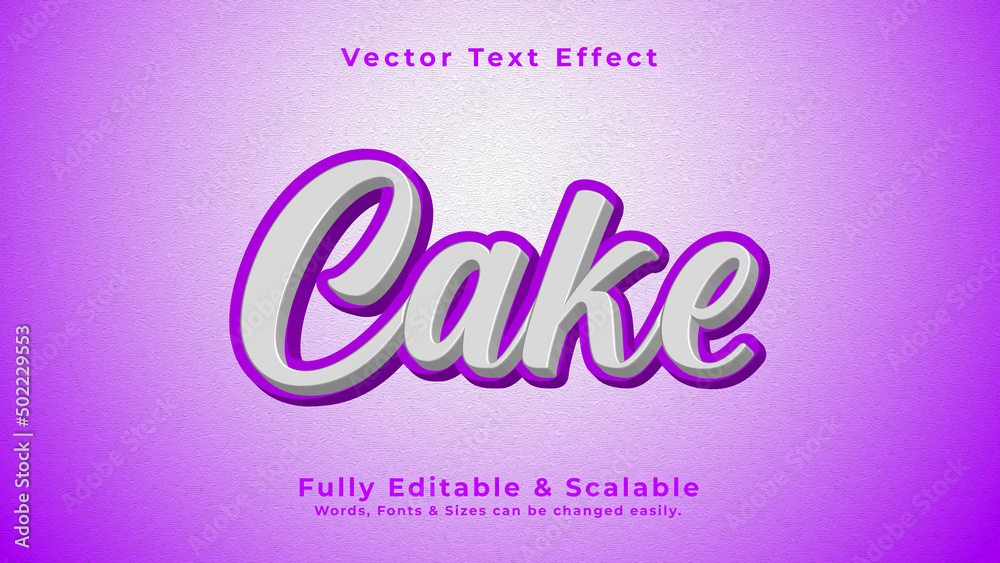 Cake 3D Vector Text Effect Fully Editable High Quality