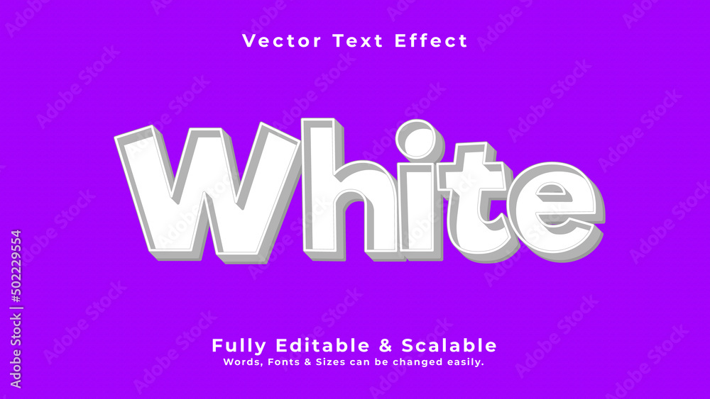 White 3D Vector Text Effect Fully Editable High Quality