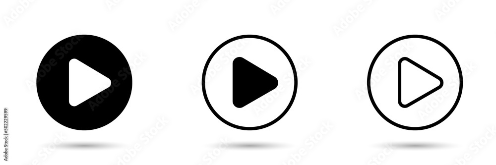 Playback set icon on a white isolated background. Black play symbol in a circle. Vector illustration Playback set icon on a white isolated background. Black play symbol in a circle. Vector illustration