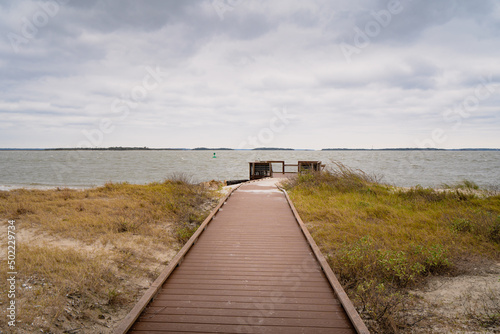 Overcast day on beach at Fort Clinch state park in Fernandina Beach  Florida