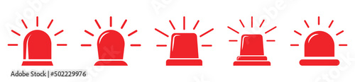 Emergency red siren icon set. Alarm symbol for your web site design, logo, app, UI. Vector illustration, EPS10