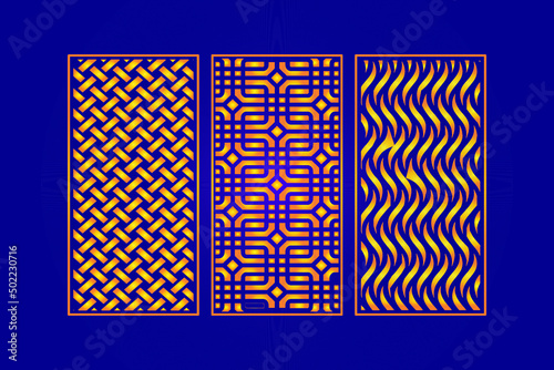Decorative islamic Abstract Seamless Die Cut Floral Pattern Laser Cut Panels Gold Template