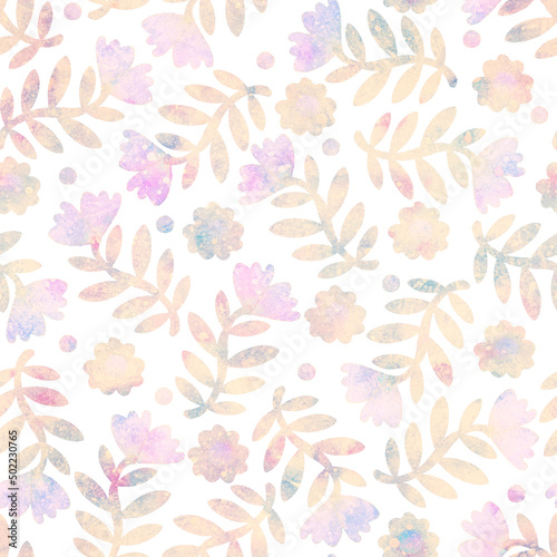 Seamless pattern. Raster illustration. Background with floral ornament for design  printing on paper or fabric. Design for postcard  wrapper  packaging or scrapbooking. Fashion.
