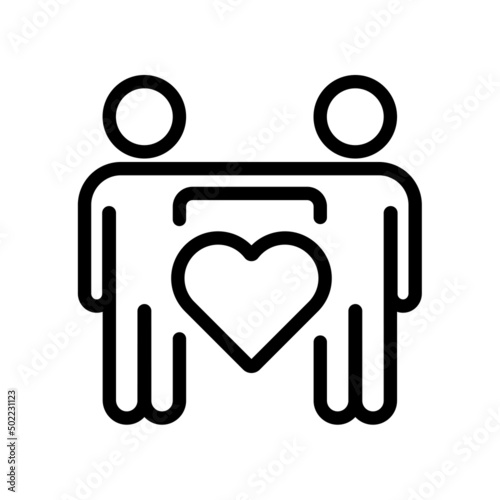 Self-helper symbol. Two people supporting each other. Vector illustration in outline style photo