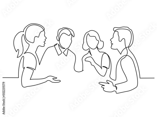 Group of people discuss ideas