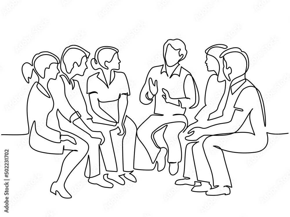 Group of people discuss ideas