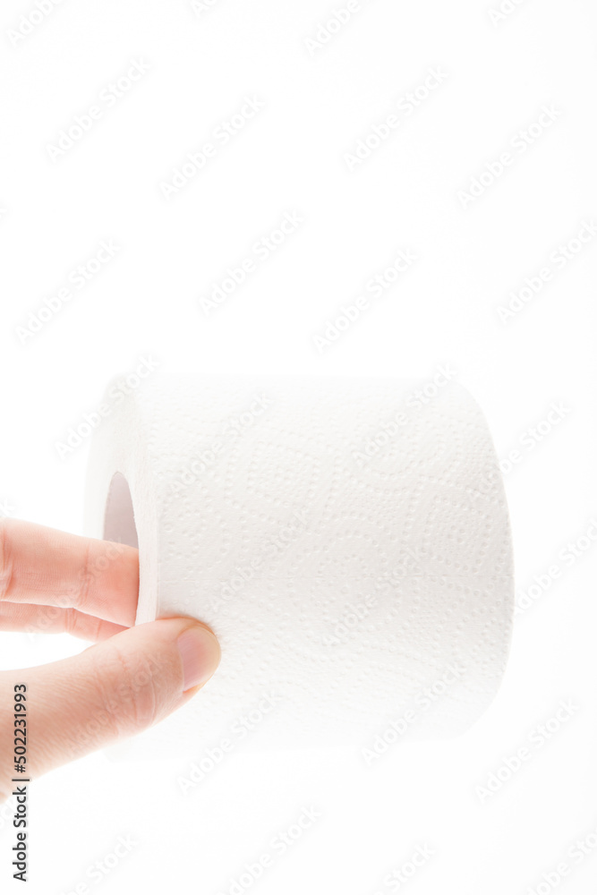 Fototapeta premium image of toilet paper roll white background
