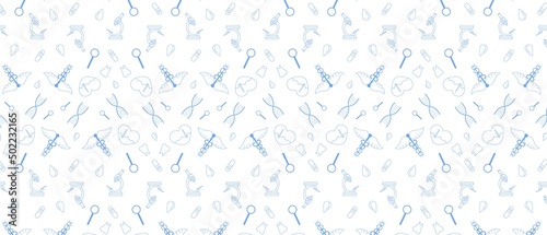 Medicine Seamless Doodle Line Art Pattern.