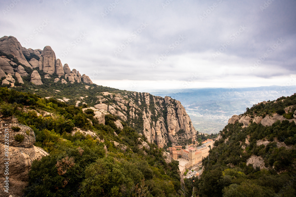 Historic Montserrat Monastery in the mountains of Catalonia  Spain