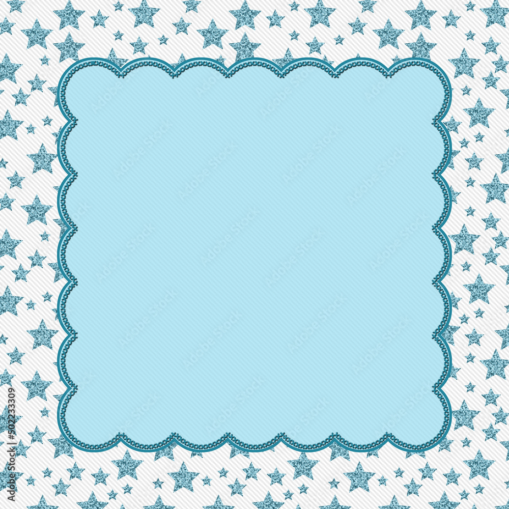 Fun border with blue star on white Fun border with blue star on white