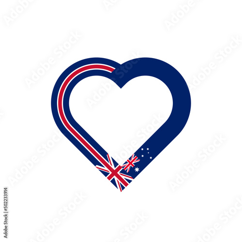 unity concept. heart ribbon icon of united kingdom and australia flags. vector illustration isolated on white background