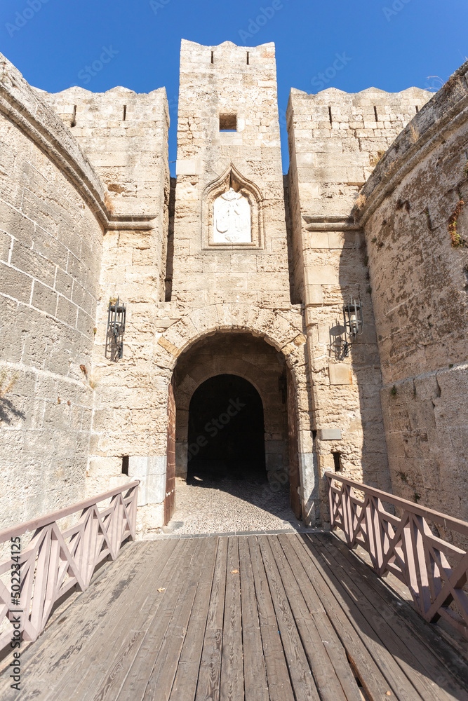 Gate of Amboise in Rhodes fortress, Greece