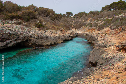 Cala Murta beach with its turquoise waters on the Balearic island of Palma de Mallorca, Spain