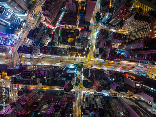 Top down view of Hong Kong city