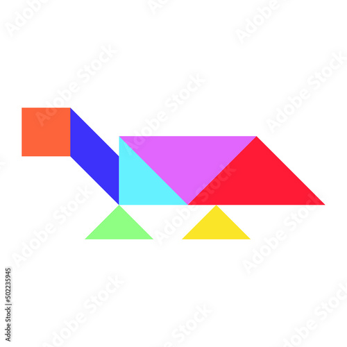 Color tangram puzzle in turtle or tortoise shape on white background (Vector)