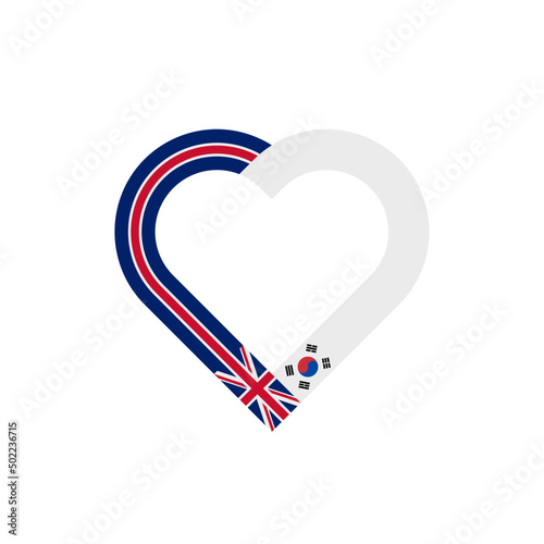unity concept. heart ribbon icon of united kingdom and south korea flags. vector illustration isolated on white background