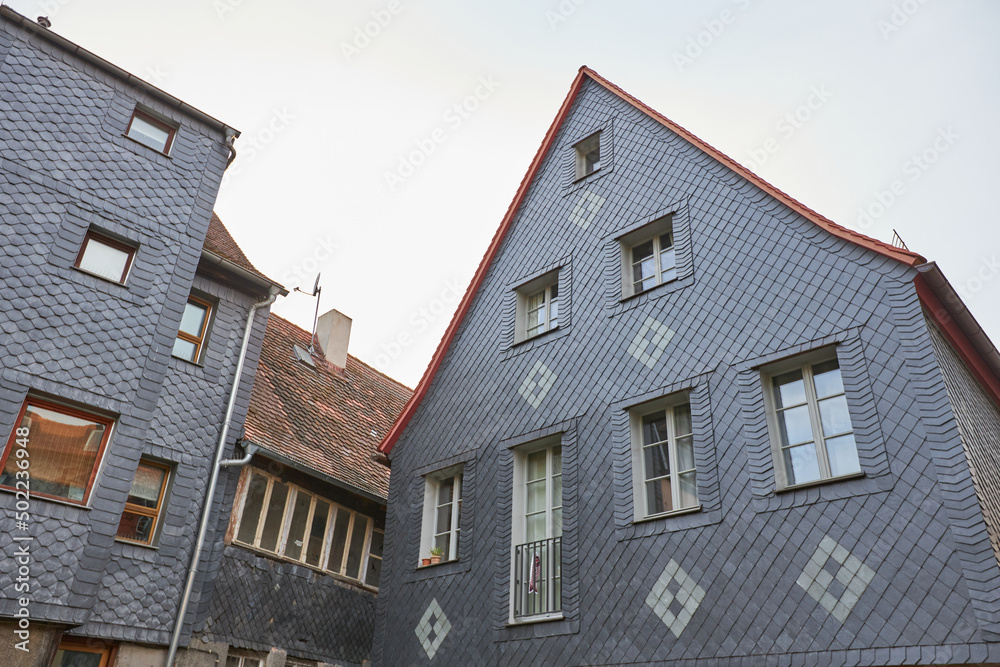 Old houses Furth, Germany. Architecture and landmark of Germany with facрwerk houses